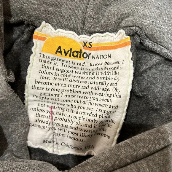 Aviator Nation grey hoodie with neon bolt - Picture 3 of 3